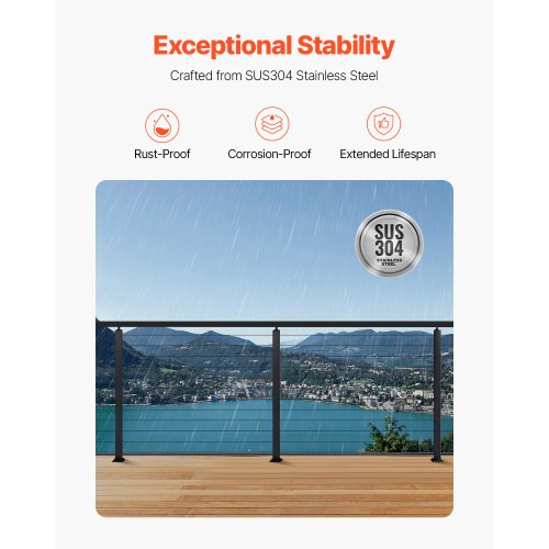 Cable railing post 42x2x2 inch pre-drilled post 1JZLGZXHS106AWJO6001V0 | EU