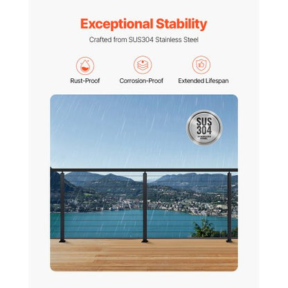 Cable railing post 42x2x2 inch pre-drilled post 1JZLGZXHS106AWJO6001V0 | EU