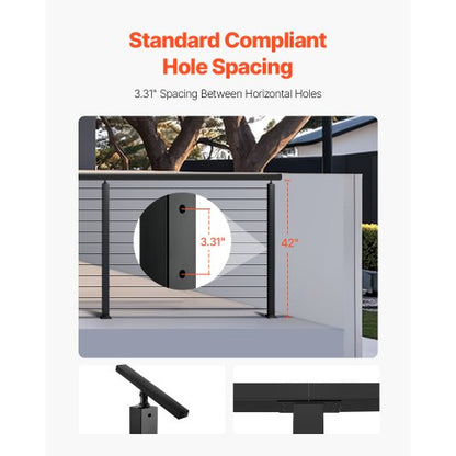 Cable railing post 42x2x2 inch pre-drilled post 1JZLGZXHS106AWJO6001V0 | EU