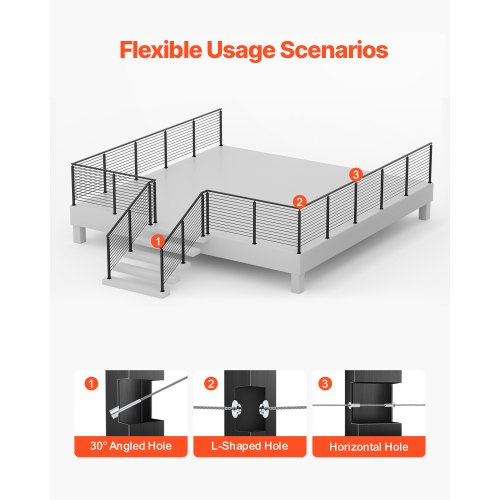 Cable railing post 42x2x2 inch pre-drilled post 1JZLGZXHS106AWJO6001V0 | EU