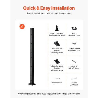 Cable railing post 42x2x2 inch pre-drilled post 1JZLGZXHS106AWJO6001V0 | EU