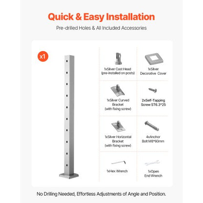 Cable Railing Post 36x2x2 Inch Horizontal Hole 1JZLGZXYS91466KZK001V0 | EU