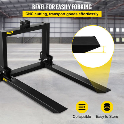 3-punktslyft pallgaffel 2000lbs, gaffelfäste för kategori 1 traktor, 25,5''x22''x41'', ståltraktor, tung utrustningsutrustning, för traktor, kompaktlastare