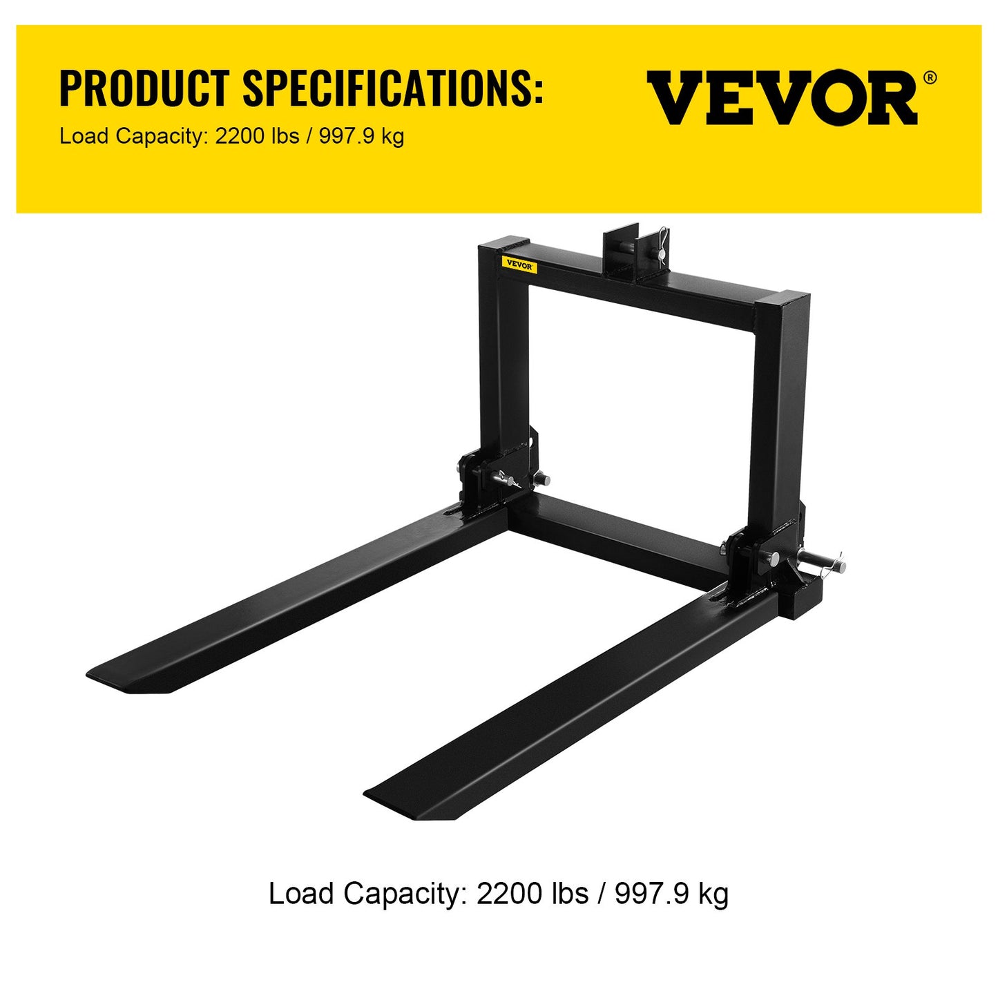 3-punktslyft pallgaffel 2000lbs, gaffelfäste för kategori 1 traktor, 25,5''x22''x41'', ståltraktor, tung utrustningsutrustning, för traktor, kompaktlastare