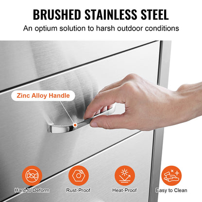 Cranks stainless steel 3 drawers with handles 35*58cm grill storage cabinet