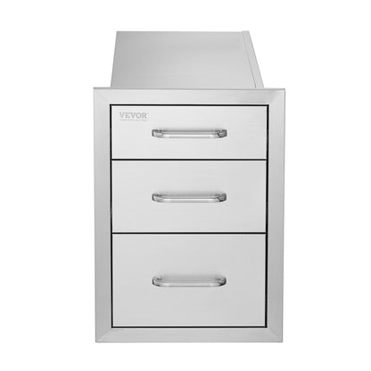 Cranks stainless steel 3 drawers with handles 35*58cm grill storage cabinet