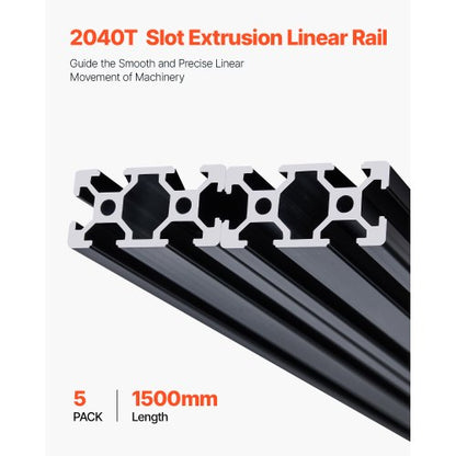 5 ST 59 tum (1500 mm) T-spår 2040 aluminiumextruderad anodiserad linjärskena |  EU