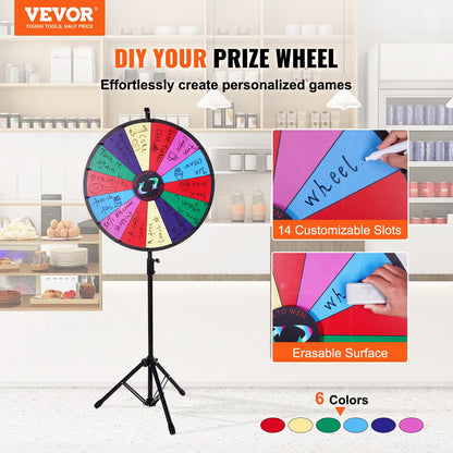 24” färgprishjul Stativ Golvstativ Färgprishjul 14 platser Dry Ease Fortune Spinner Fortune Spinning Game