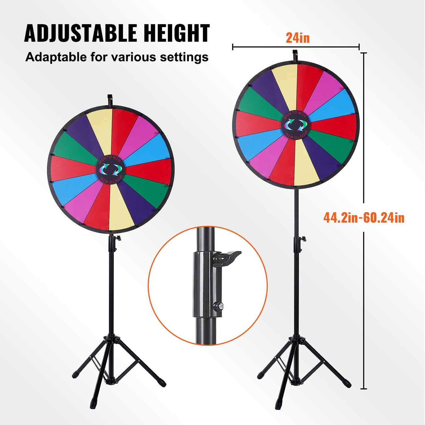 24” färgprishjul Stativ Golvstativ Färgprishjul 14 platser Dry Ease Fortune Spinner Fortune Spinning Game