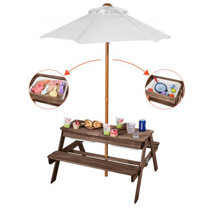 Picnic Table Wooden Table and Bench Set Parasol Garden Indoor Outdoor