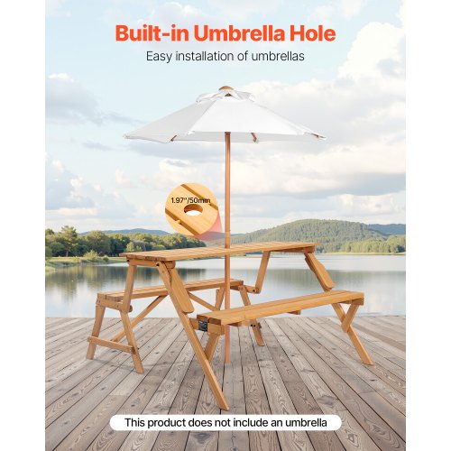 2-i-1 Omvandlande Utbytbart Picknickbord Träbord Bänkset