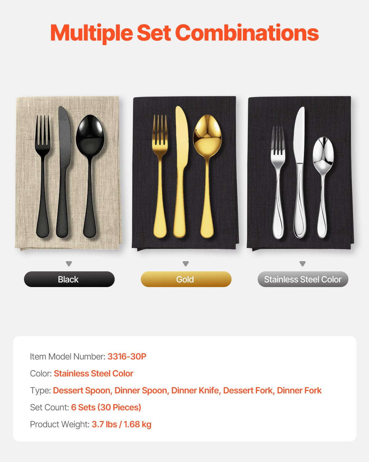 30-piece silver cutlery set stainless steel cutlery cutlery for 6