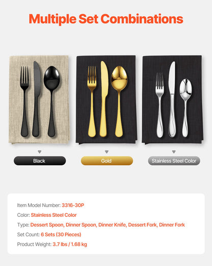 30-piece silver cutlery set stainless steel cutlery cutlery for 6