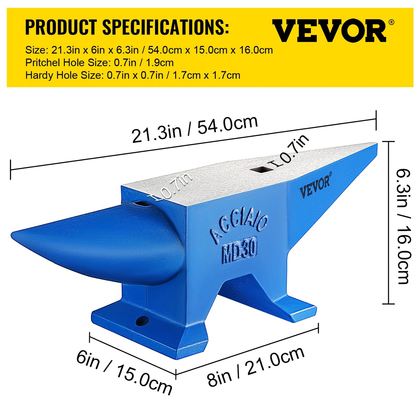 Pro Horn Städ 30KG/66.1LBS Vikt Stålstäd Smedsmed städ, bärbar robust gjutjärnsstäd Smed städ Stall arbetsbänk Smedsmide städverktyg