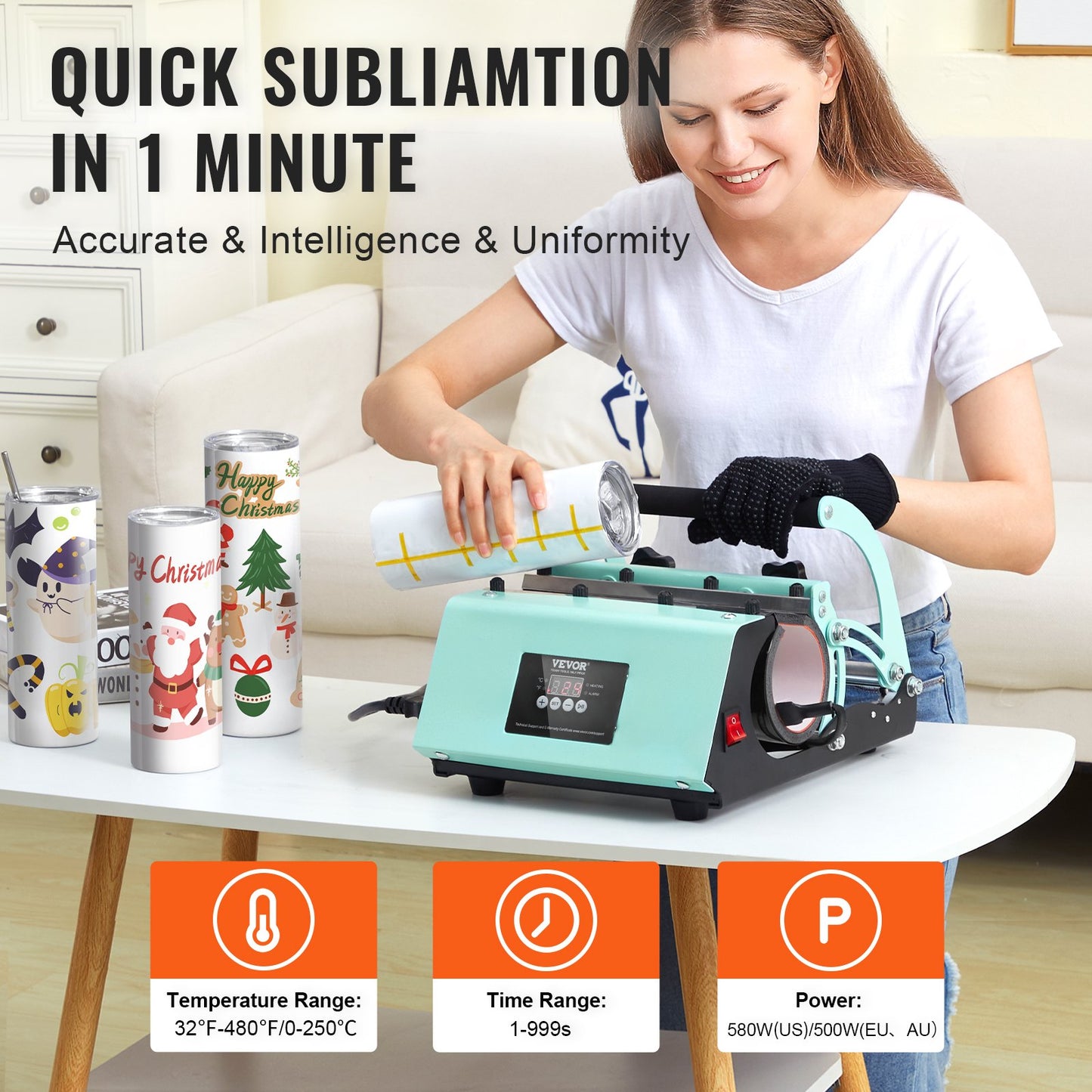 Tumbler Heat Press Machine Tumbler Press Set med 8 sublimationstumlare