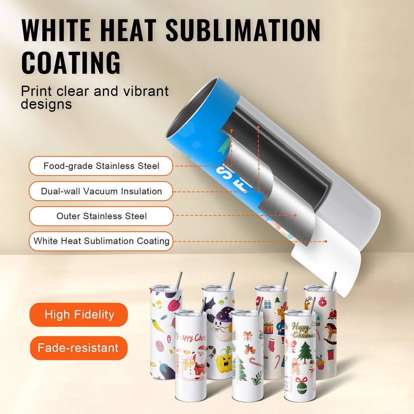 Tumbler Heat Press Machine Tumbler Press Set med 8 sublimationstumlare