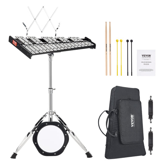 30 Note Klockspel Xylophone Bell Kit med klubbor, stativ och övningsdyna
