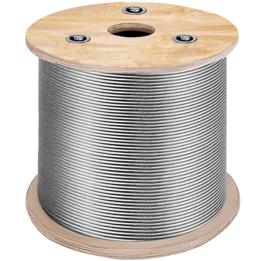 T316 Rostfri stålkabel 1/8" 7x7 stålvajerkabel 500FT Kabelräcke Transportvajerkabel för räcke Trädgård DIY Balustrade