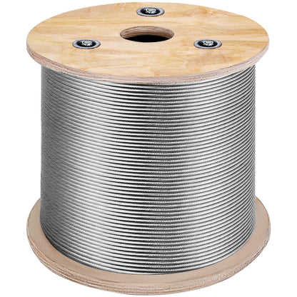 T316 Rostfri stålkabel 1/8" 7x7 stålvajerkabel 500FT Kabelräcke Transportvajerkabel för räcke Trädgård DIY Balustrade