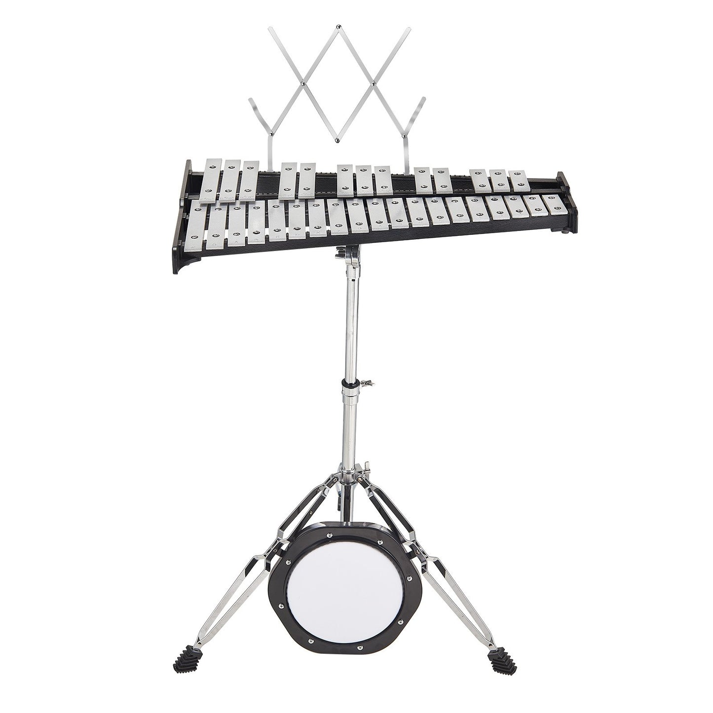 32 Note Klockspel Xylophone Bell Kit med klubbor, stativ & övningsdyna