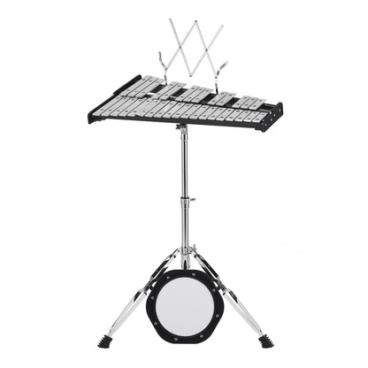 32 Note Klockspel Xylophone Bell Kit med klubbor, stativ & övningsdyna
