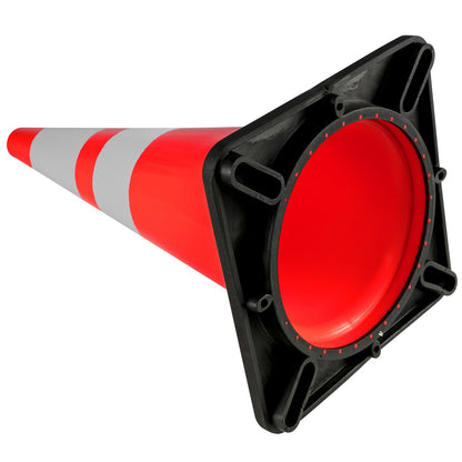 6Pack 36\" Trafikkoner, Säkerhetsvägparkeringskon med svart vägd bas, PVC Orange Trafiksäkerhetskoner, Farokoner Reflekterande kragar för byggnadstrafikparkering