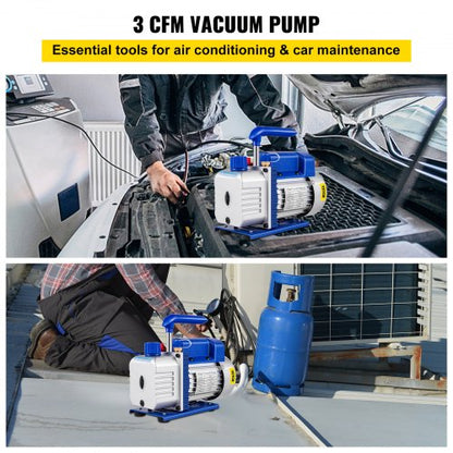 3CFM 1/4HP Refrigerant Rotary Vane Vacuum Pump A/c Vacuum Evacuation Pump Uk R134a 1720rpm One Stage | EU