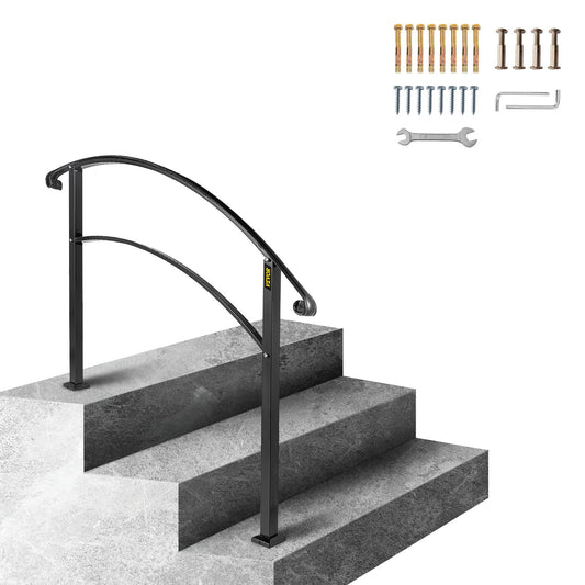 3 Fuß verstellbarer Handlauf aus Schmiedeeisen, passend für 3-stufige Außentreppen/Treppen