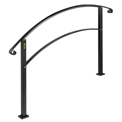 3FT Adjustable Wrought Iron Handrail Fits 3-Step Outdoor Stairs/Staircases