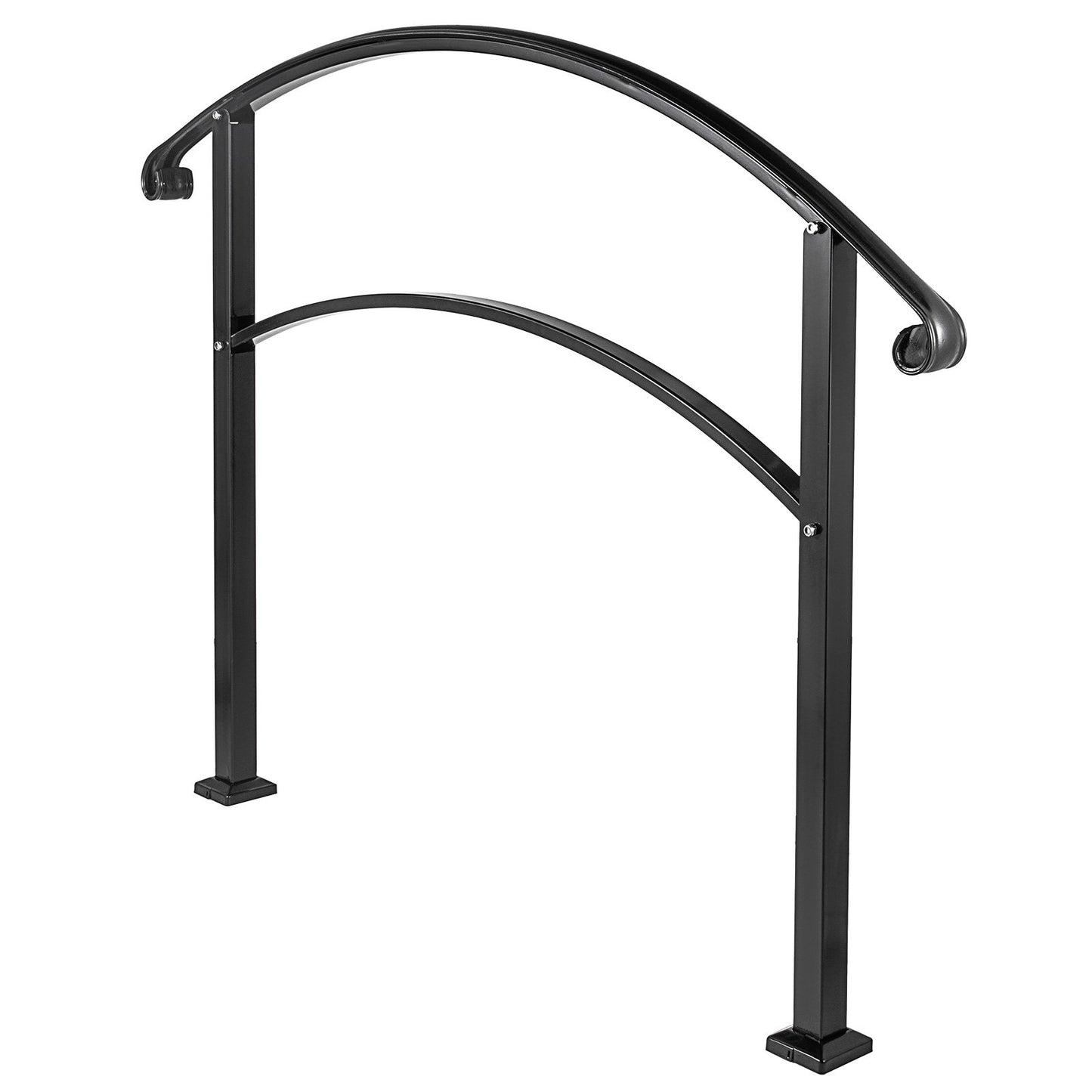 3FT Adjustable Wrought Iron Handrail Fits 3-Step Outdoor Stairs/Staircases