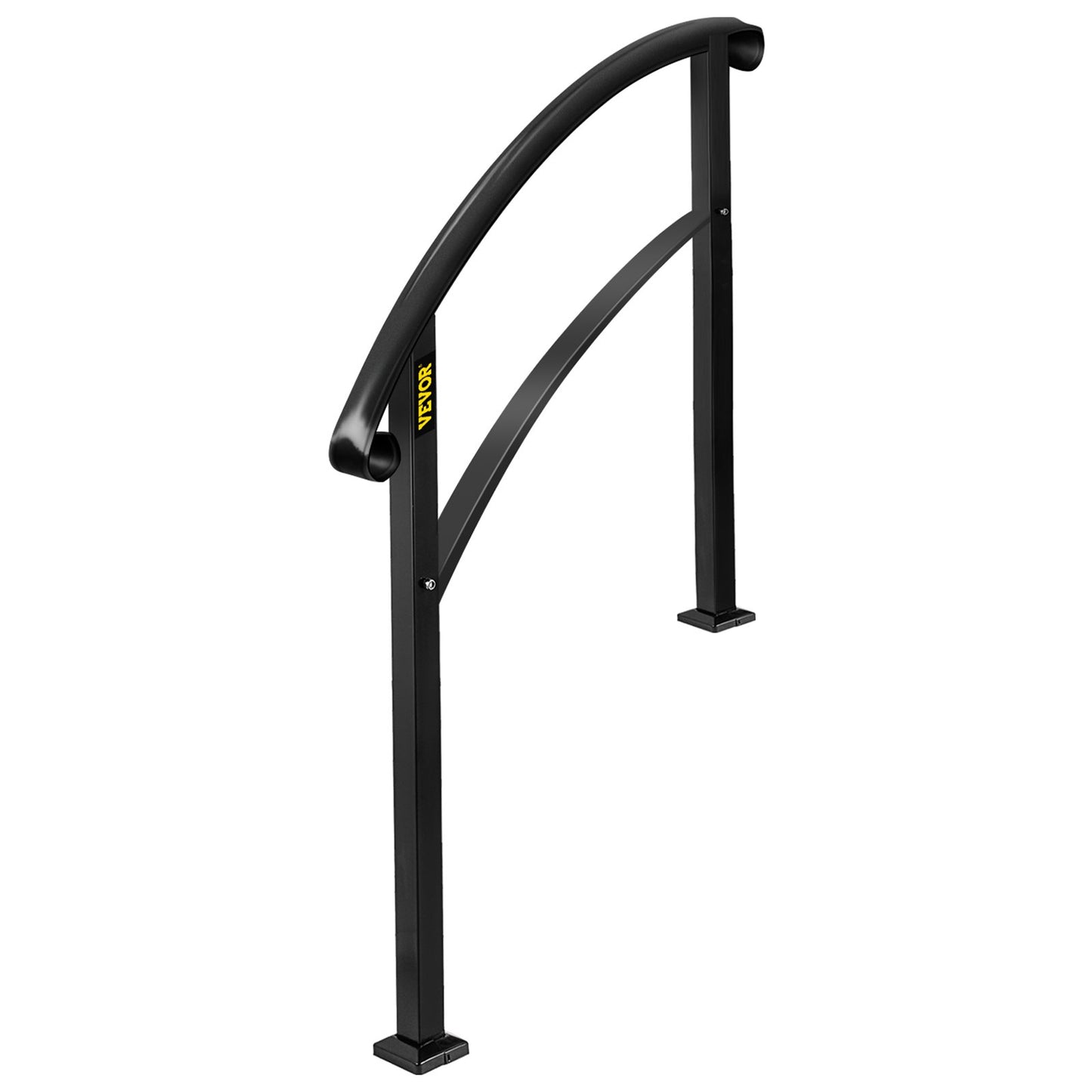 3FT Adjustable Wrought Iron Handrail Fits 3-Step Outdoor Stairs/Staircases