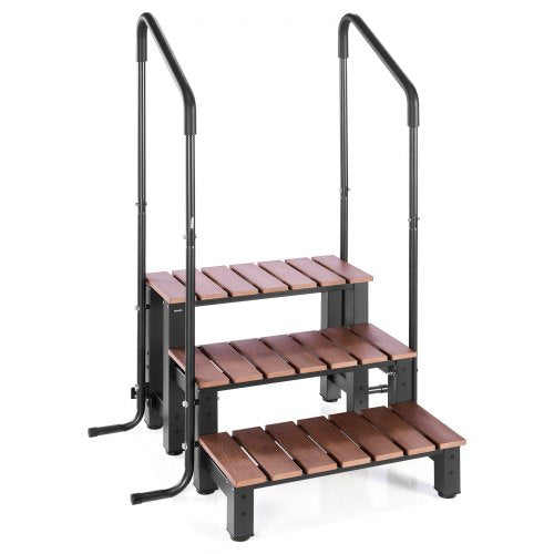 Steg för bubbelpool med ledstång, 3-stegs spa-trappa för utomhusbruk, kraftig 640,1 mm bred ovanmarks-/uppblåsbar poolstege med 249,5 kg viktkapacitet, mångsidig för veranda, uteplats, däck, husvagnar |  EU