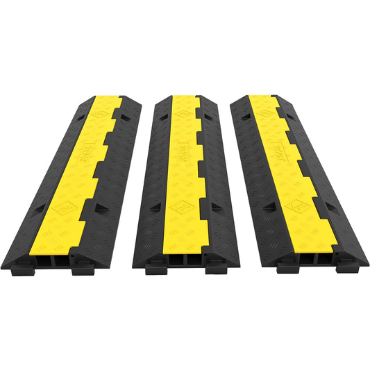 3er-Pack mit 2 Stück, Tragkraft 11000 lbs pro Achse, Schutzdraht, Rampe, Auffahrt, Gummi-Verkehrsbarriere, Kabelschutz