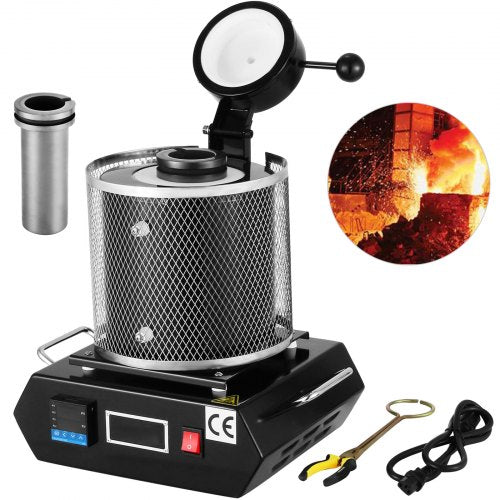 3KG guldsmältugn 1400W Digital smältugnsmaskin 1150℃ för gjutning Raffinering av ädelmetaller Guld Silver Tenn Aluminium |  EU
