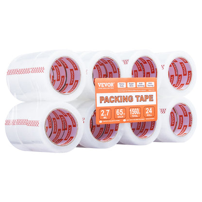 Packtejp 24 rullar 65 yards Heavy Duty klara packtejp 2,7 mil