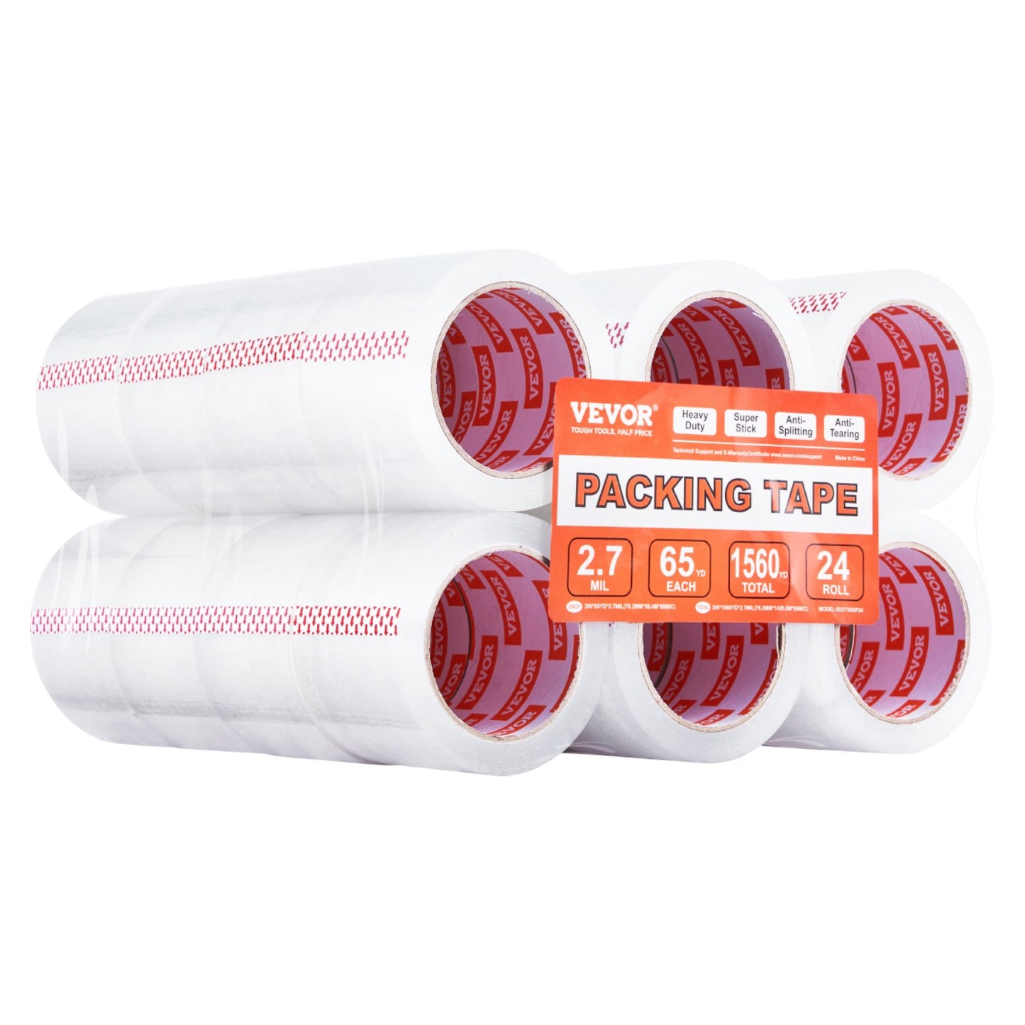Klar packtejp 24 rullar 65 yards kraftig klar packtejp 2,7 mil
