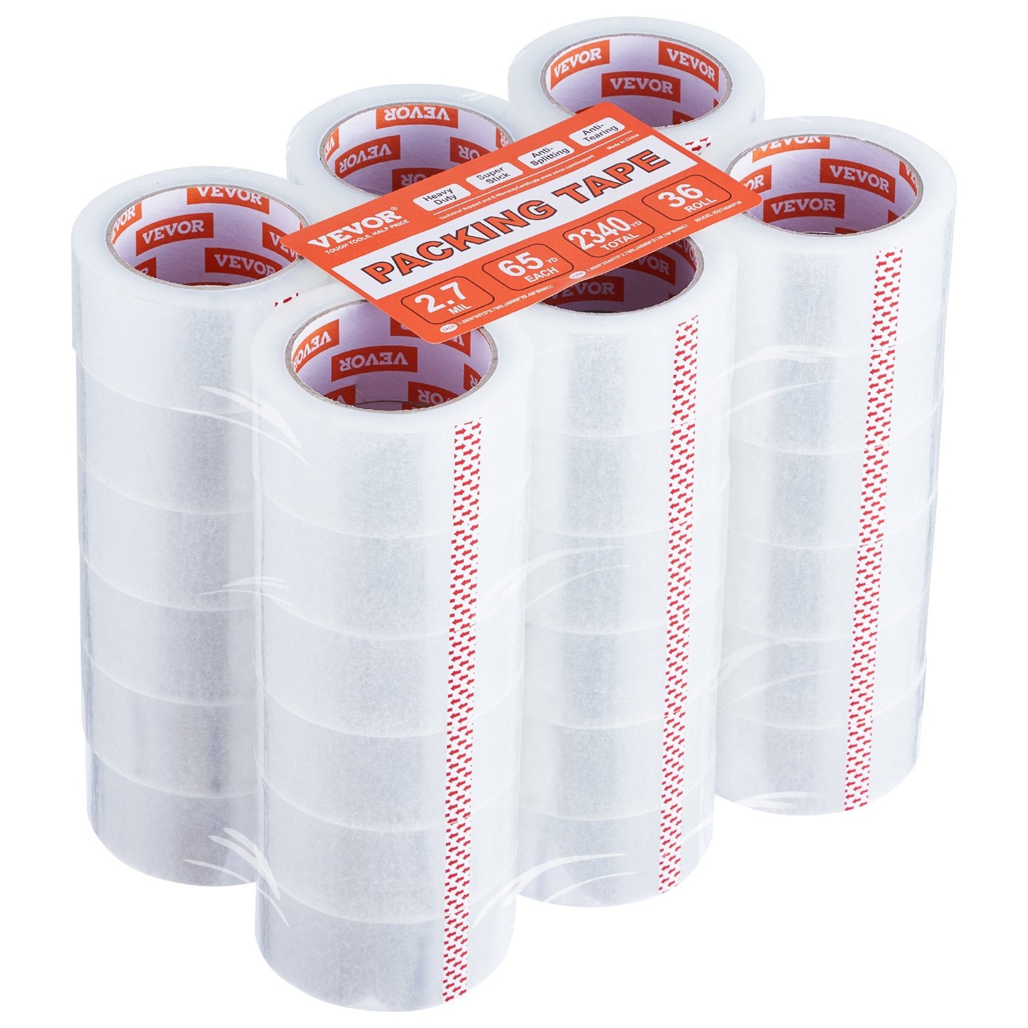 Packtejp 36 rullar 65 yards Heavy Duty klara packtejp 2,7 mil