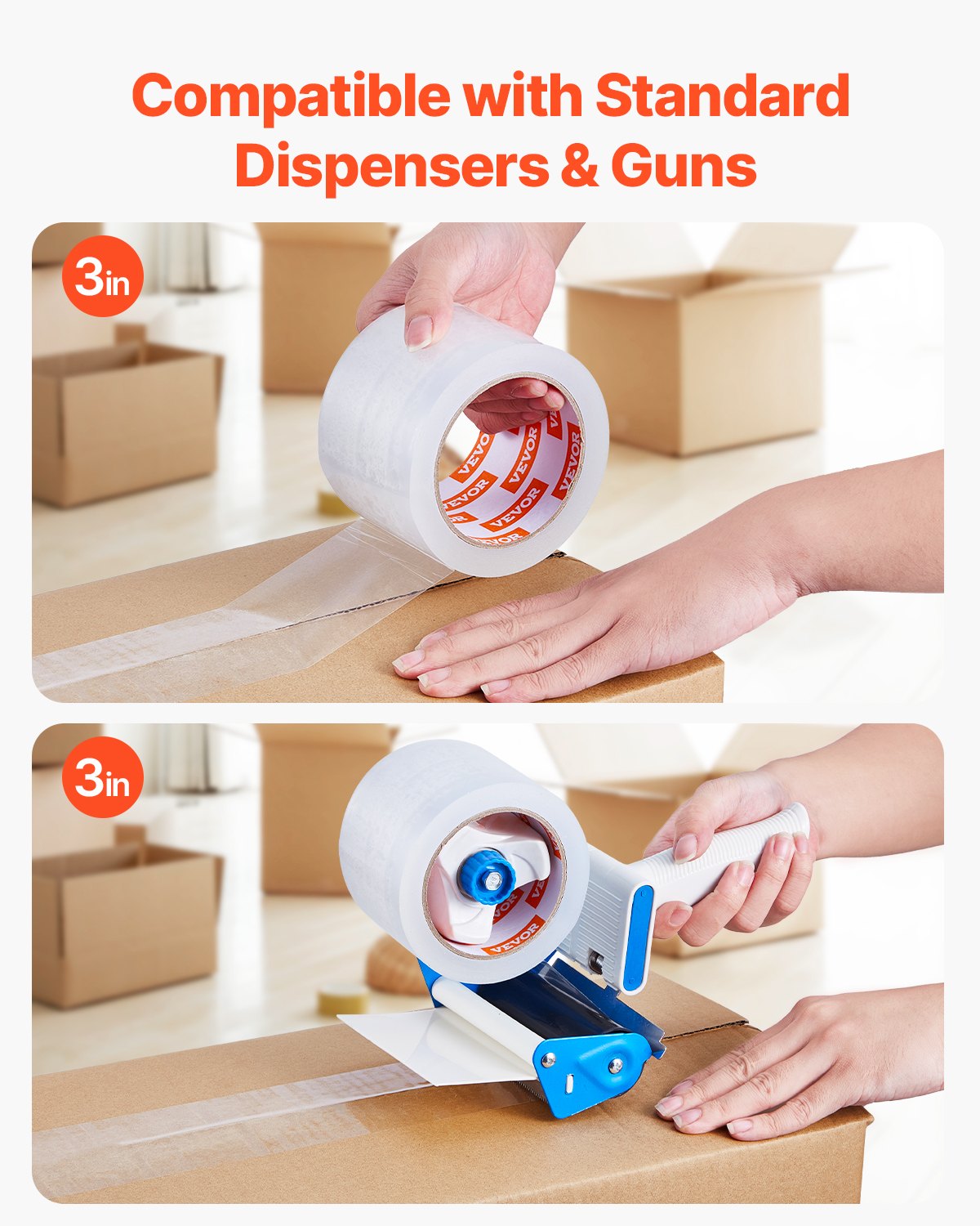 Klar packtejp 6 rullar 65 yards kraftiga klara packtejp 2,7 mil