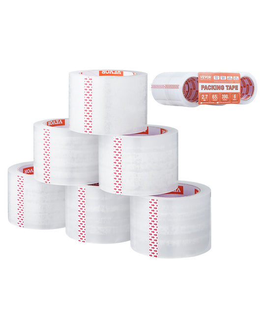 Klar packtejp 6 rullar 65 yards kraftiga klara packtejp 2,7 mil