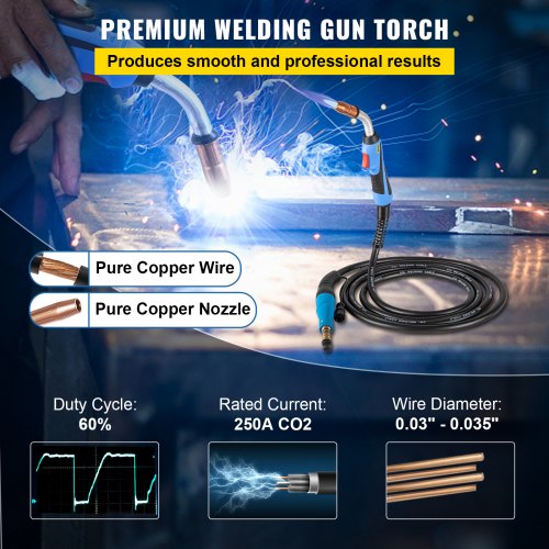 Mig Welding Gun 250Amp 15Ft, Fits Torch Welding Gun Miller Welding Gun M-25 Welding Torch Stinger Replacement Fit for Miller M-25 Part Number 169598 Fits 0.030"-0.035" Wire | EU