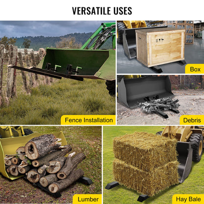 Pallet Forks 42.9\" 4000 Lbs Max, Clamp On Tractor Bucket Forks with Adjustable Stabilizer Bar, Heavy Duty Front Loader Forks 58.7\" Total Length, Fork Attachment for Skid Steer, Loader Bucket