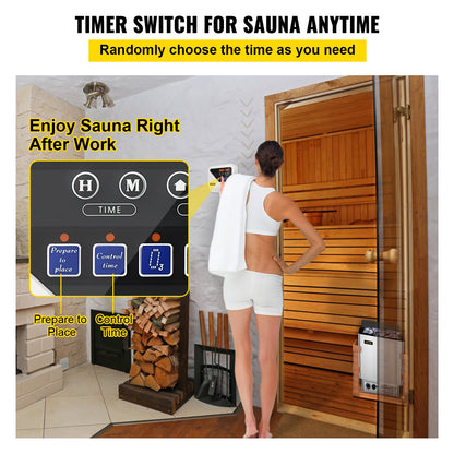 External sauna heater control unit for 3KW-9KW sauna heaters Control unit Sauna stove control 104-221℉ Time Temperature