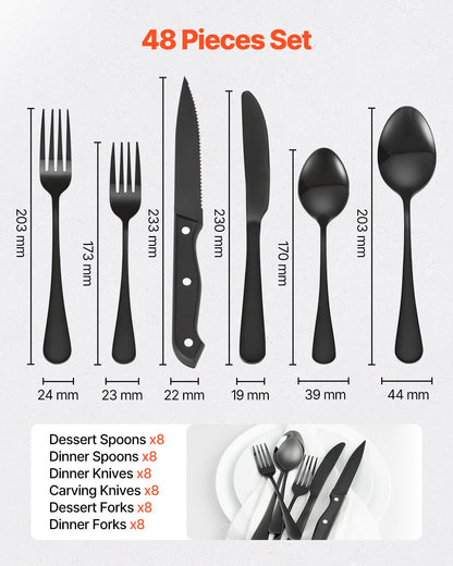 48-piece silver cutlery set stainless steel cutlery cutlery for 8