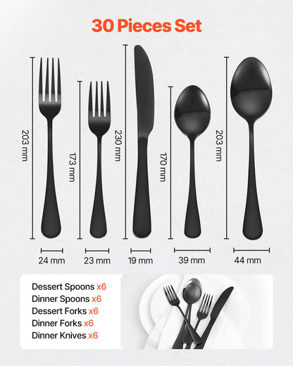 30-piece silver cutlery set stainless steel cutlery cutlery for 6