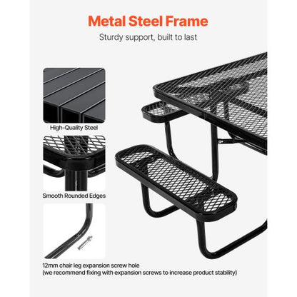 picnic table weatherproof steel patio dining furniture set outdoor | EU