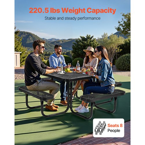 picnic table weatherproof steel patio dining furniture set outdoor | EU