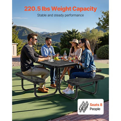 picnic table weatherproof steel patio dining furniture set outdoor | EU