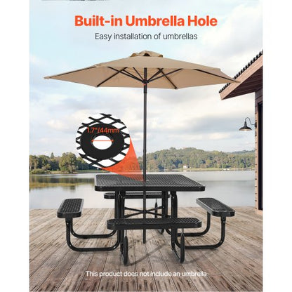 picnic table weatherproof steel patio dining furniture set outdoor | EU