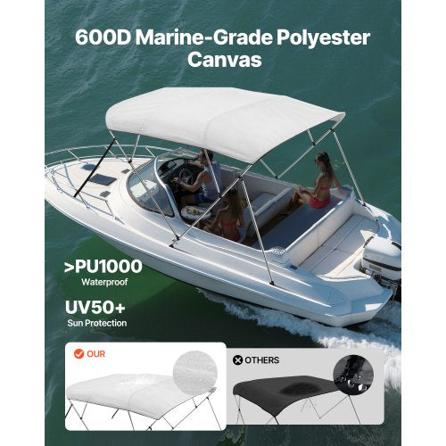 4 Bow Boat Bimini Toppar 96"Lx(73"-78")B x 54"H Markiskapell ljusgrå |  EU