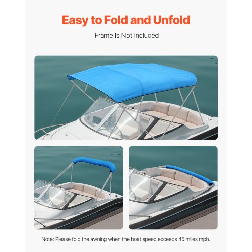 4 Bow Boat Bimini Tops 96"Lx(97"-103")W Markisbyte Pacific Blue |  EU